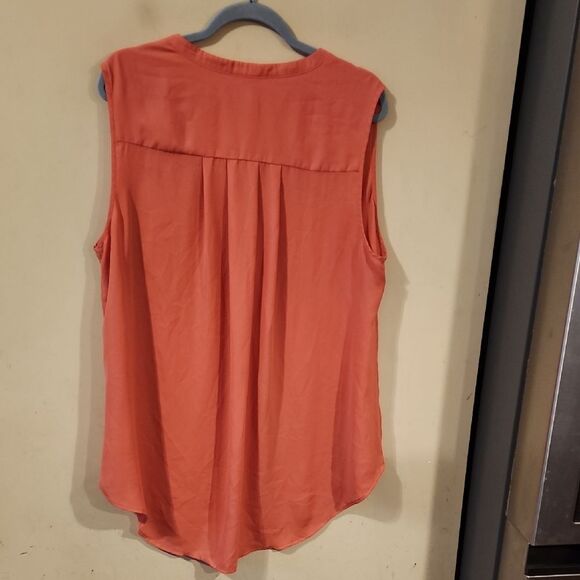 Torrid Coral Colored  Sleeveless Polo Blouse - Picture 3 of 3